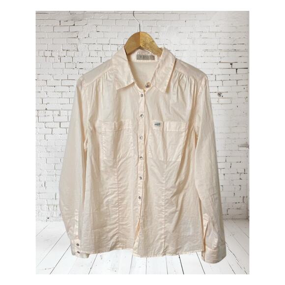 Guess Women's Pale Blush Peach Lightweight Button Front Shirt Size Medium - Picture 1 of 9